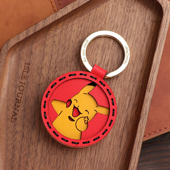 顶真手工牛皮皮卡丘宠物小精灵宝可梦汽车钥匙扣挂件包挂饰男女礼物