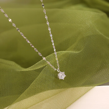 lomuee一颗单钻锁骨链轻奢感银气质项链女简约锆石吊坠一颗单钻项链