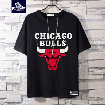 传奇保罗品牌男装短袖t恤男nba公牛队23号篮球衣服短袖t恤男潮牌宽松