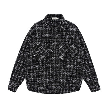 橦华climax vision中长款小香风侧开叉粗花呢编织衬衫外套男女款潮牌