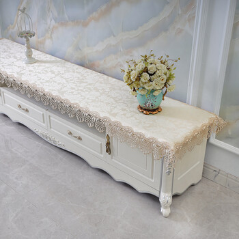 电视柜防尘罩布欧式电视柜桌布盖布蕾丝布艺长方形客厅梳妆台长条简约