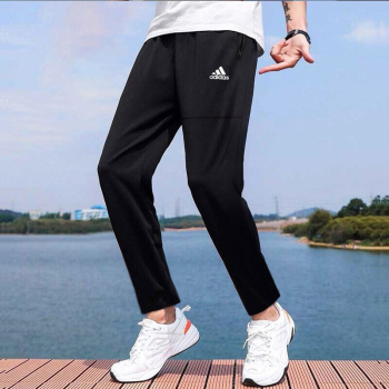 阿迪达斯 （adidas）男裤运动裤 2023春季新款跑步训练休闲裤梭织直筒裤宽松透气长裤 HE9908/单层 S /建议120-135斤