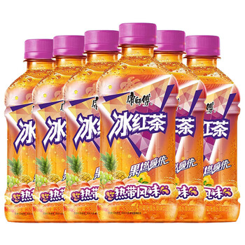 康师傅热带风味冰红茶330ml*6瓶小瓶装批发水果味茶饮料新口味饮品