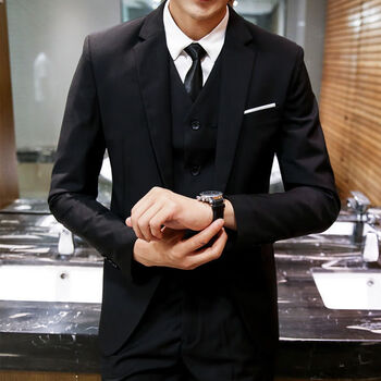 nasalike西服套装男士三件套商务正装职业小西装马甲修身伴郎新郎结婚