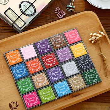 彩色印泥 儿童幼儿园手指画彩色印泥diy橡皮章印台艾怡诗 20色盒装【