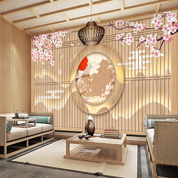 日本风格装修墙纸日式和风格栅木纹壁画拉面烤肉寿司店日料店壁纸无缝