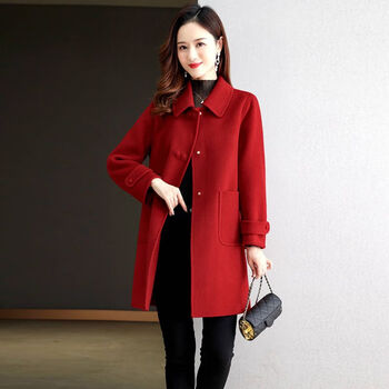 赫恩妮羊绒大衣100女双面绒品牌2023年轻2023秋冬新款双面呢衣中长款