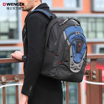 威戈wenger瑞士军刀背包男双肩包商务电脑包大容量书包大学生女黑蓝