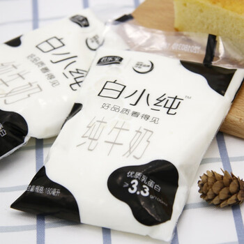 君乐宝白小纯牛奶网红透明袋奶180g包原生早餐麦香整箱促销 白小纯纯