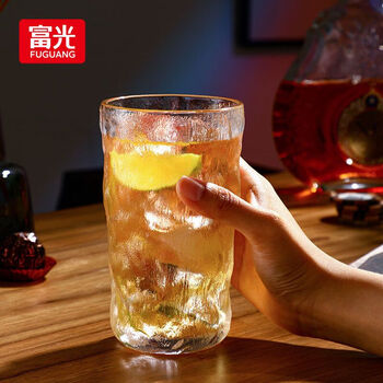 杯子水杯女高颜值夏季家用饮料咖啡杯ins风啤酒杯树纹玻璃杯380ml一只
