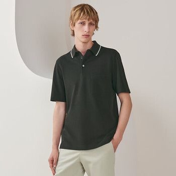 hermes爱马仕 全棉短袖polo衫夏季衣领撞色 口袋"h"刺绣男款商务休闲