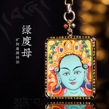 八大本命佛唐卡护身符随身吊坠护身符玫之尔轻奢品牌 热贡绿度母头像
