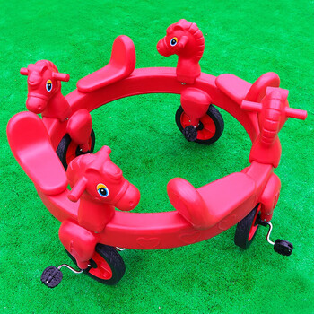 幼儿园多人户外运动玩具车小孩幼教儿童车感统训练器材 红色四人旋转