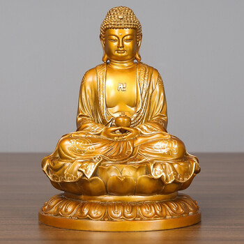 纯铜三宝佛摆件工艺品 鎏金释迦摩尼佛释迦牟尼佛三世佛佛教用品 药师