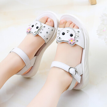 凉鞋女生的凉鞋小学生女童软底凉鞋小女孩可爱沙滩鞋白色21221内长135