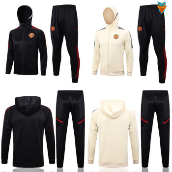 慎璟2223曼联训练服出场服球衣男长袖外套连帽足球服秋冬款加绒运动服