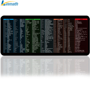 玲魅 鼠标垫快捷大全电脑键盘垫笔记本办公游戏锁边大号鼠标垫900*400MM【Word+Excel+PPT+函数快捷键】黑色