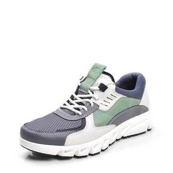 爱步男鞋系带运动休闲鞋时尚百搭健步鞋拼色透气网面鞋880144 绿色 39