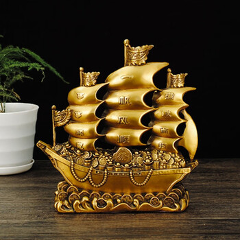 临宝得乐纯铜船摆件一帆风顺帆船大号龙头船家居玄关酒柜办公室桌面