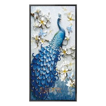 孤芳自赏 玄关装饰画竖版入户现代简约孔雀入门壁画门厅迎门墙画 dyk