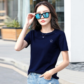 t恤女夏季韩版休闲舒适时尚百搭夏装女士体恤衫上衣csyysk308 深蓝色