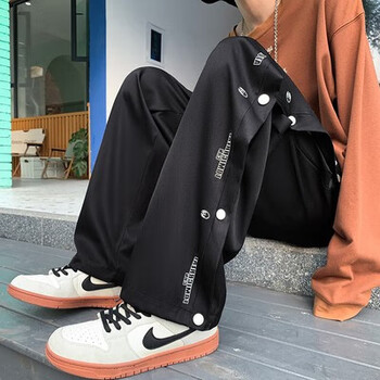 ebrukmare森马同品冰丝薄款排扣裤男夏季篮球全开扣秒脱裤子美式国潮