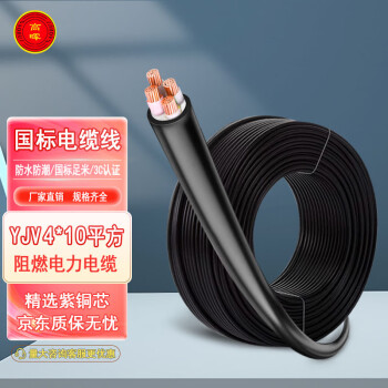 高晖（GAOHUI） 电缆线ZC-YJV4*10平方 电压0.6/1KV阻燃国标4芯铜电缆 硬线1米