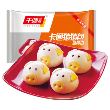 千味央厨 猪猪包 360g（12个 奶黄馅 儿童早餐 卡通包子 猪年礼物）