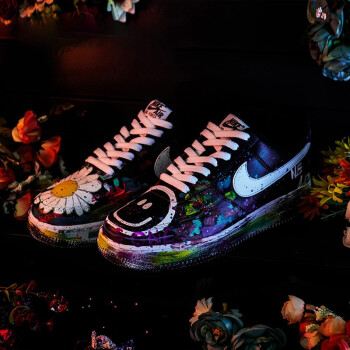 定製nike耐克airforce1空軍一號af1定製手繪塗鴉權志龍gd小花聯名塗鴉