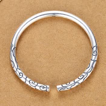 99足银男士手镯孙悟空金箍棒手环镯子足银泰银复古开口霸气男款均码