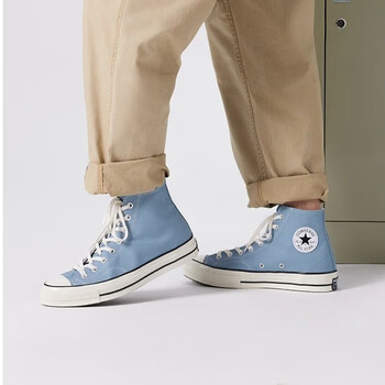 匡威（Converse）男鞋2024秋季新款1970s帆布鞋三星标经典女鞋黑色高帮休闲板鞋潮 A04584C /水洗蓝 43
