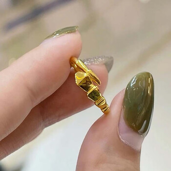 皇颜珠宝5g蛇节戒指黄金新款蛇形指环999足金戒生日礼物送女友1113号