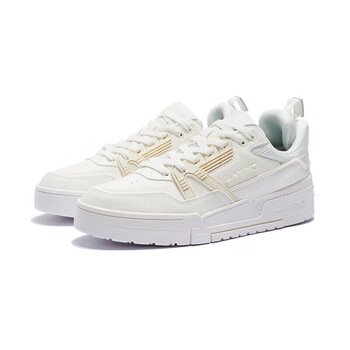 李宁板鞋男鞋2023秋款001 btc厚底增高舒适软弹经典休闲鞋男 雪白-1