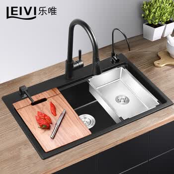 乐唯 Leivi 厨房石英石花岗岩水槽洗菜盆洗碗池黑色大单槽水盆水池815 B款珍珠黑套餐3 图片价格品牌报价 京东