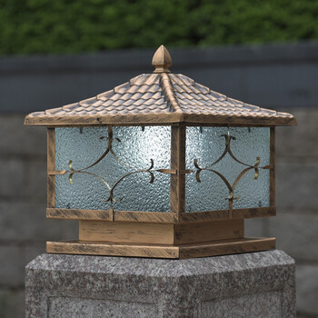 柱头灯太阳能户外水led别墅大门灯庭院小区灯门柱灯方形围墙灯5050cm