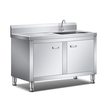 荆瑞 不锈钢水池柜商用水槽单双池厨房柜式洗菜盆洗碗池 120*60*80cm