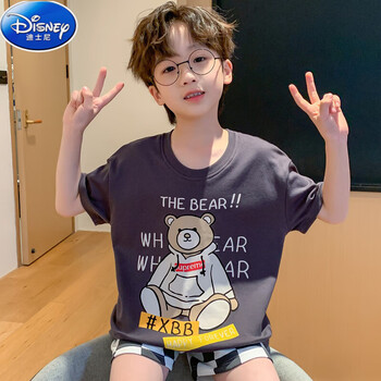 迪士尼夏季小孩衣服夏装儿童宝宝纯棉短袖男童小中大童卡通5-12岁男孩