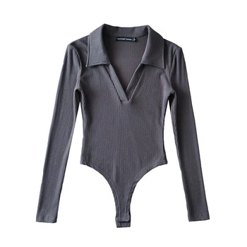 连体衣女勒1阴欧美bm风v领连体衣女春秋辣妹穿搭连裆长袖针织打底衫