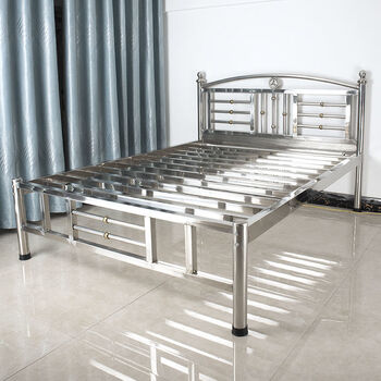 盎梓sus304不锈钢床架120平床尾加厚加固150/180双人床家用公主床 202