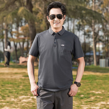 念予中年人短袖t恤男士爸爸夏装宽松半袖翻领4050岁上衣老年人衣服男