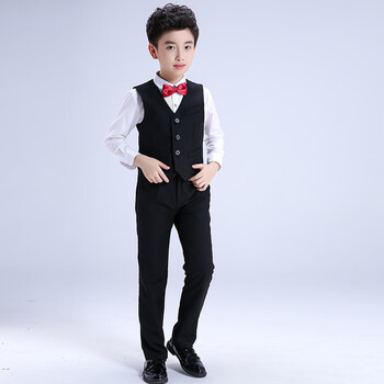 服公主裙礼服中小学生演讲朗诵钢琴走秀比赛服装 男款黑色马甲套装