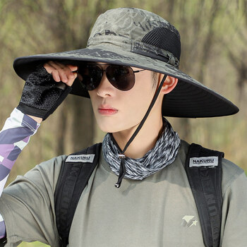 化氏一味同款钓鱼帽遮阳帽男夏季户外垂钓钓鱼帽子男士遮脸防晒帽太阳