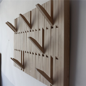 格普瑞木条衣挂墙壁挂衣挂创意实木白橡木玄关衣帽架 红橡木竖版高105