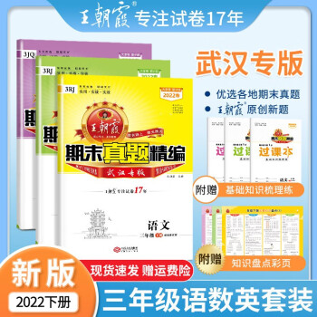 2022新版下册王朝霞小学试卷三年级语文数学英语人教版剑桥版期中期末测评卷期末真题精编大武汉专版中小学教辅 三年级语文+数学+剑桥版英语3本套...