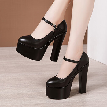 足力健妈妈鞋15公分超高跟旗袍模特走秀鞋女厚底防水台夜店舞台表演