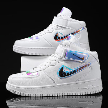 洛希诚品aj板鞋莆田男款加绒空军一号鞋电玩像素白镭射联名高帮板鞋