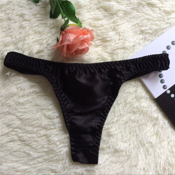 新品男士桑蚕丝内裤 真丝丁字裤 舒适透气t裤 加大码性感打底裤 黑色
