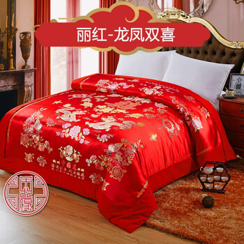 古代宫廷被子结婚喜被子陪嫁新婚庆蚕丝被大红龙凤百子丝绸缎手工被