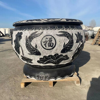 珠筠 石雕鱼缸鱼盆庭院水缸青石鱼缸石缸室外仿古荷花水缸鱼池庭院