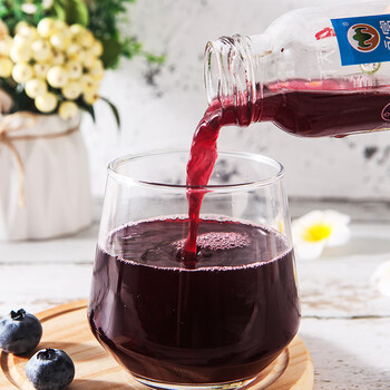 贡天下48果汁含量东北野生蓝莓汁果汁饮料300ml8蓝莓汁300ml8